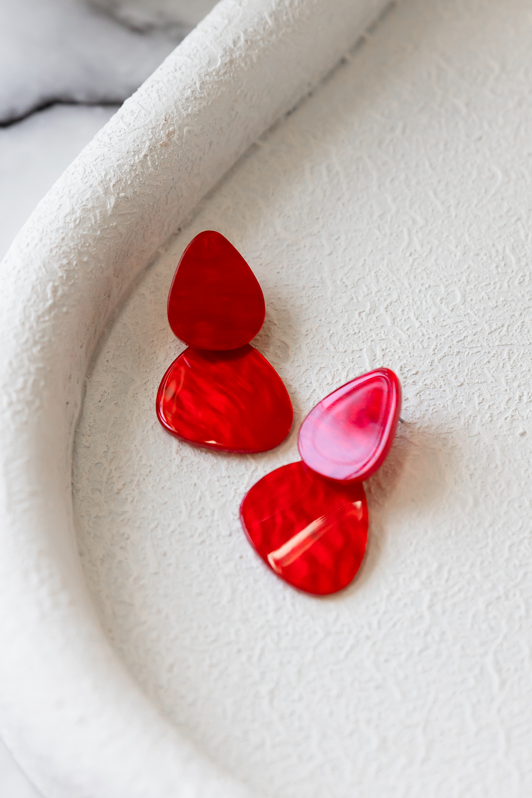 Orange Sherbet Resin Drop Earrings Red