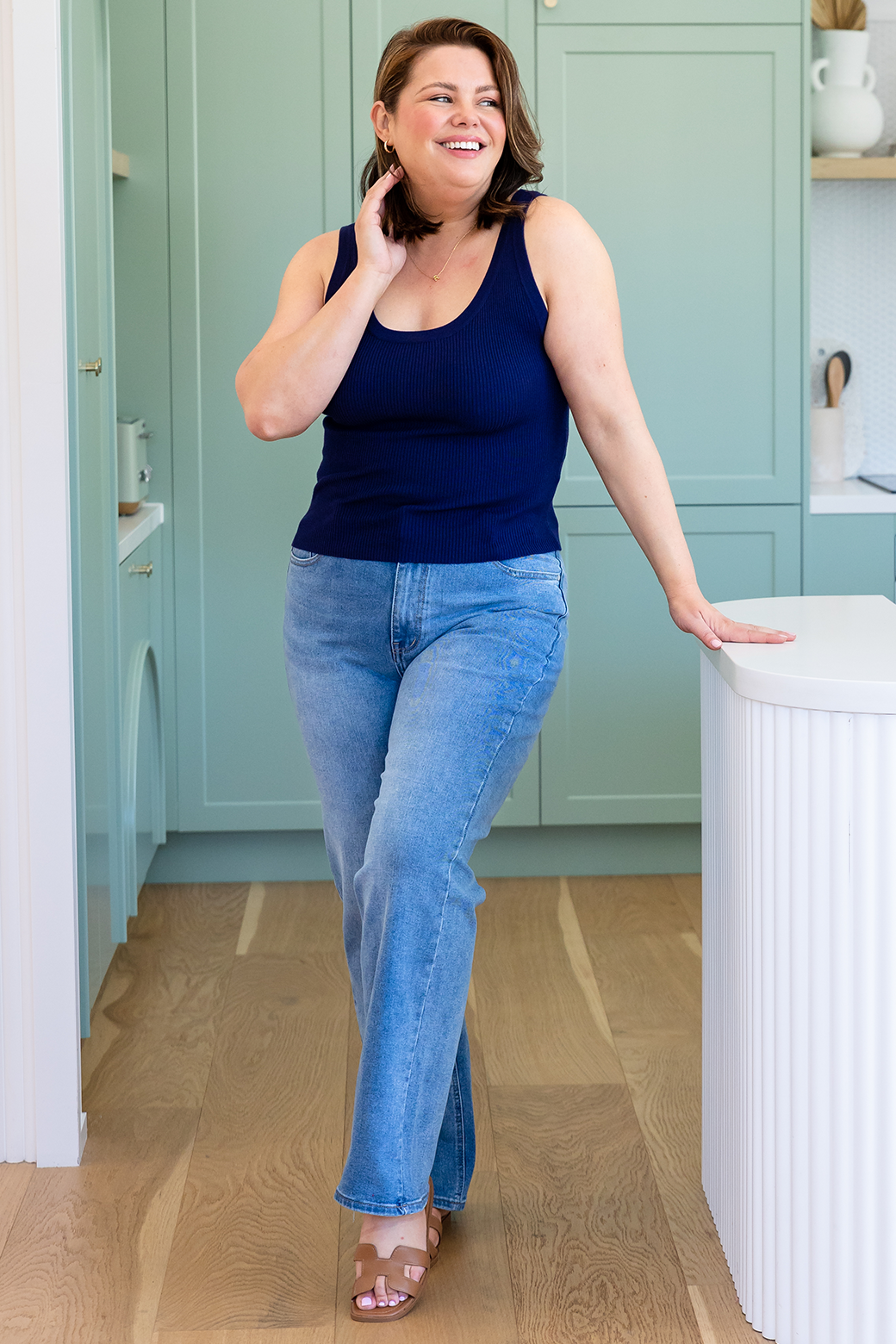 Harlow Scoop Knit Tank Navy