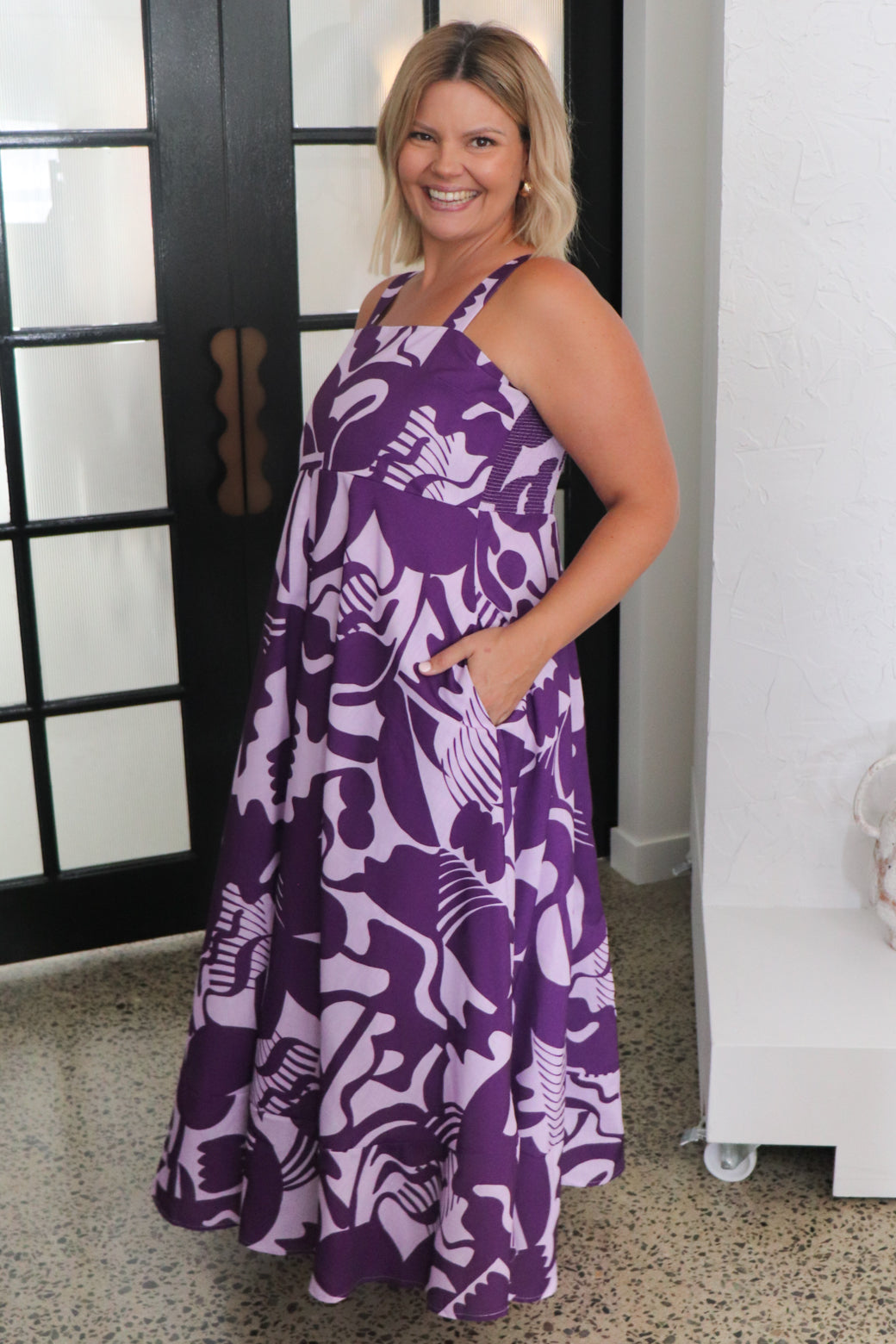 Primrose Maxi Dress Santa Monica Print Plum