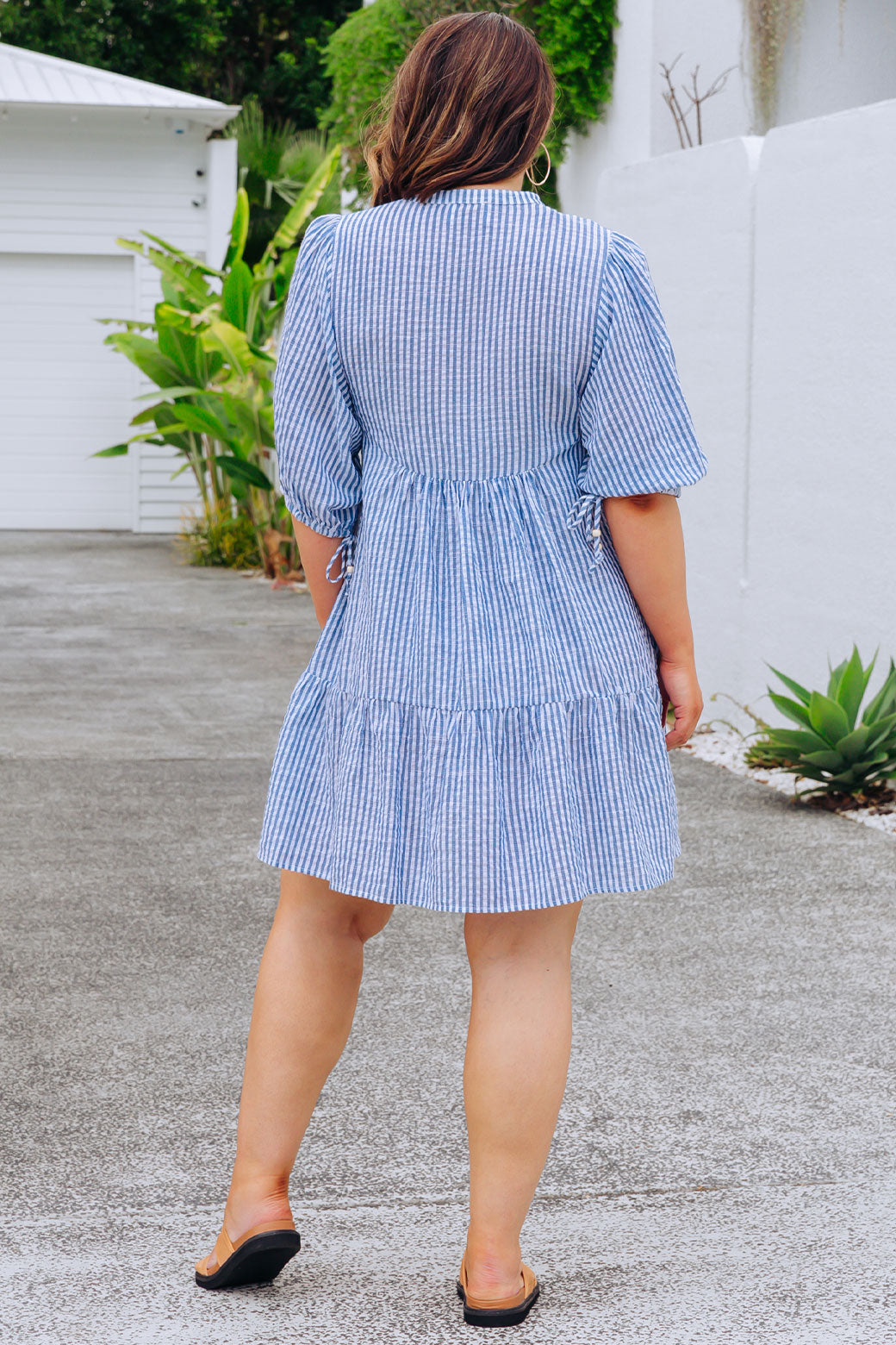 Paige Dress Mid Blue Stripe