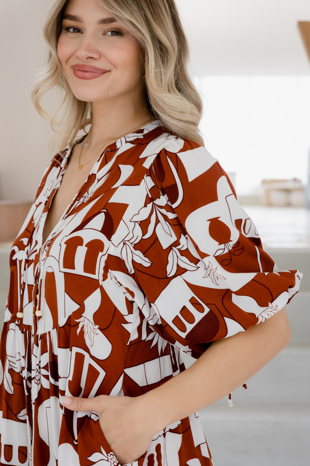 Paige Dress Thessa Print Rust