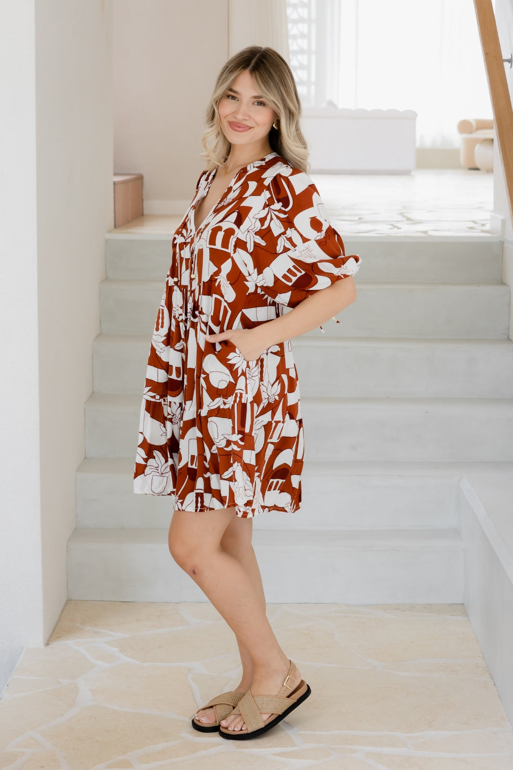 Paige Dress Thessa Print Rust