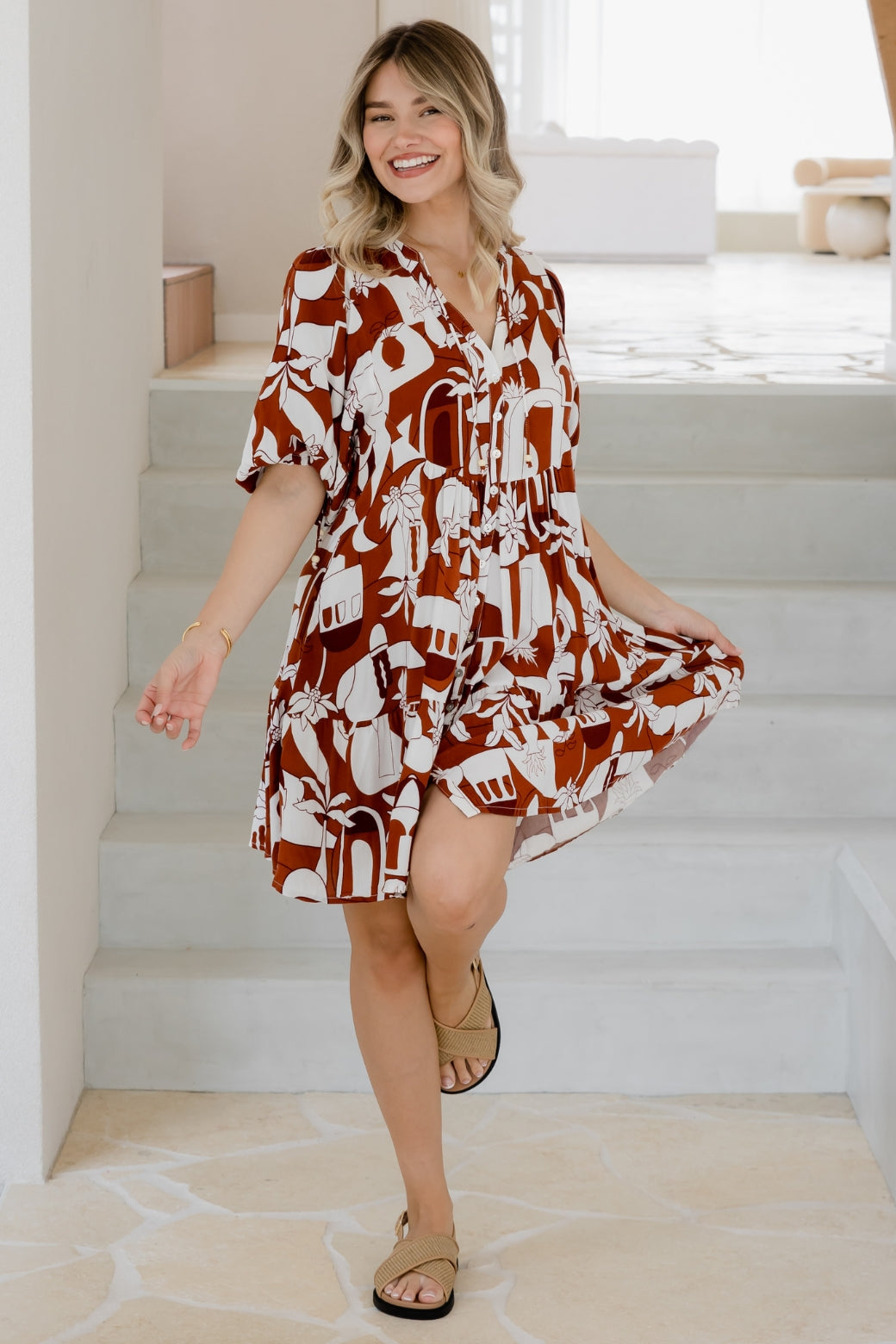 Paige Dress Thessa Print Rust