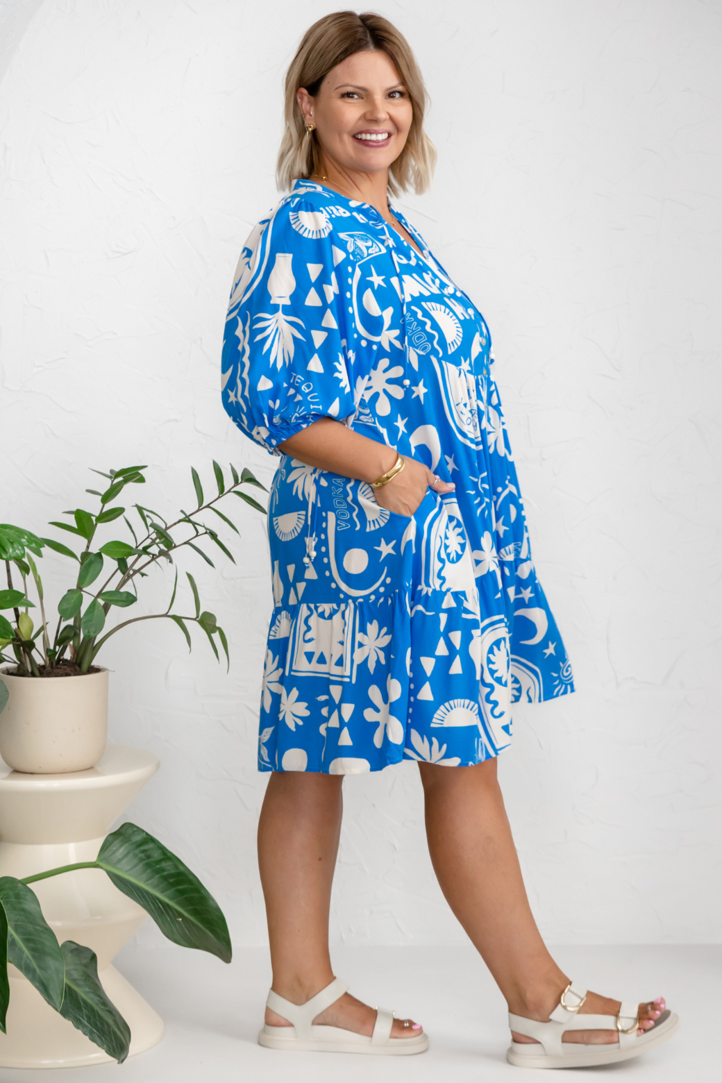 Paige Dress Frances Print Blue