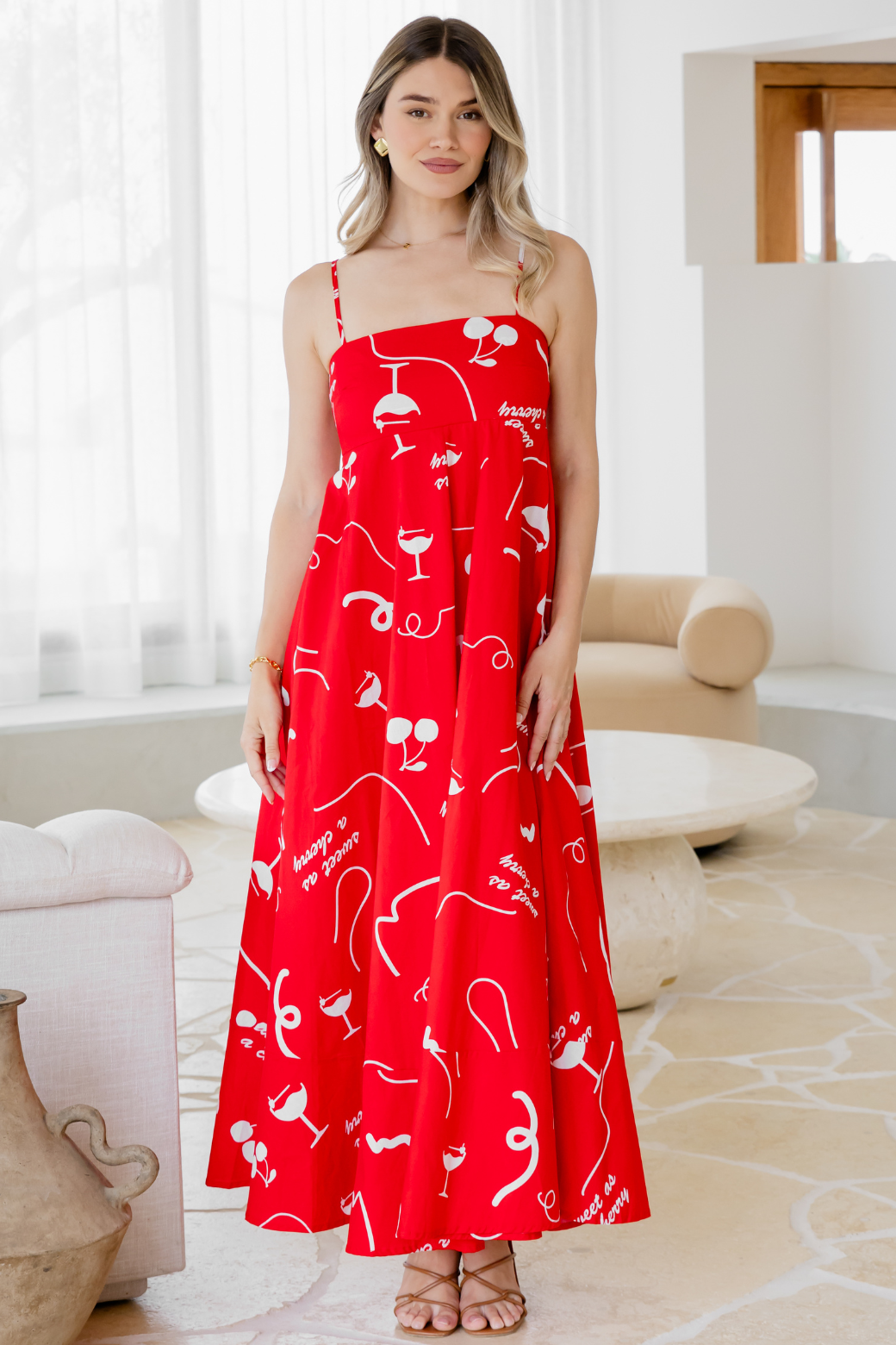 Portafino Maxi Dress Sweet Cherry Print