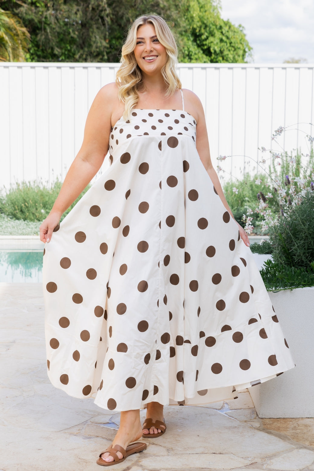 Portafino Maxi Dress Cream/Choc Spot