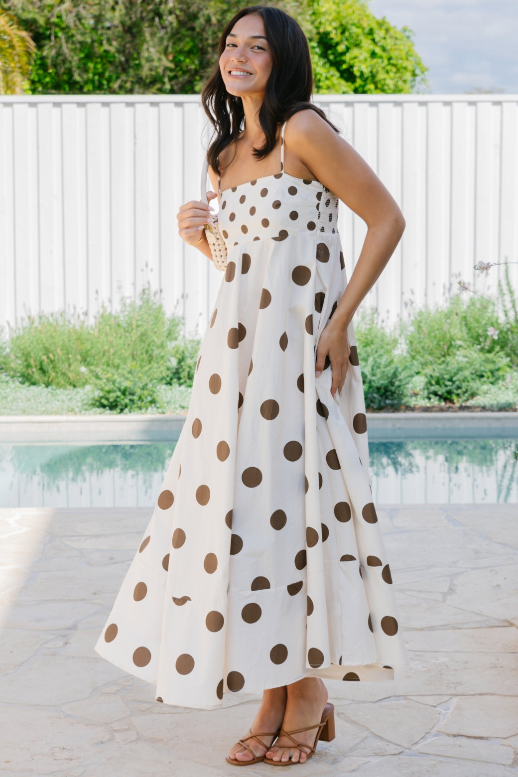 Portafino Maxi Dress Cream/Choc Spot