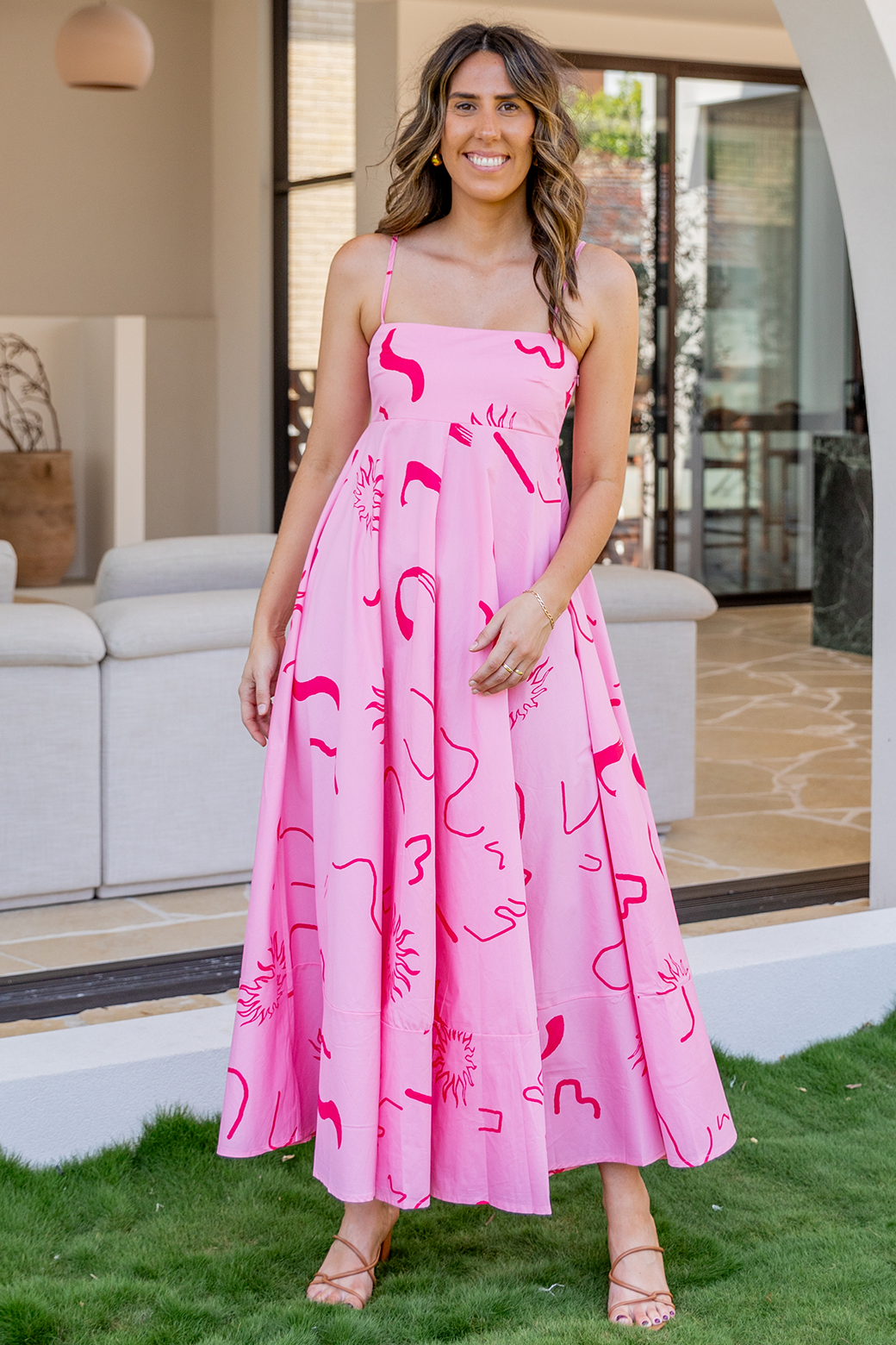 Portafino Maxi Dress Dali Print Pink