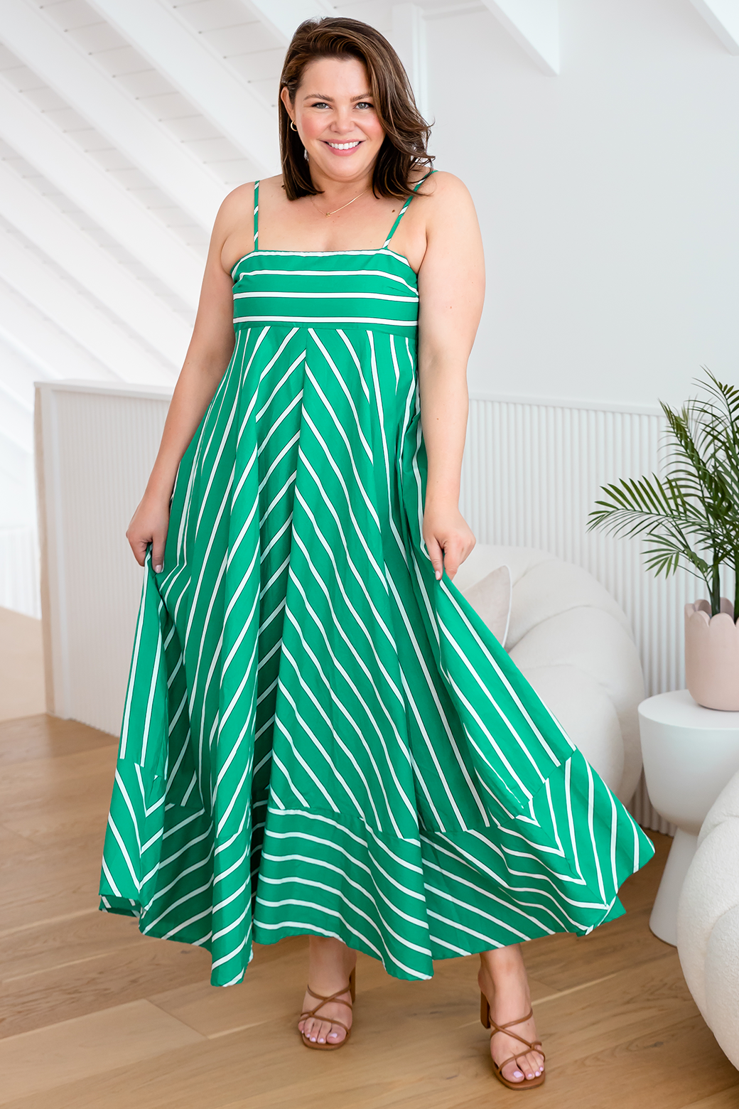 Portafino Maxi Dress Green Stripe