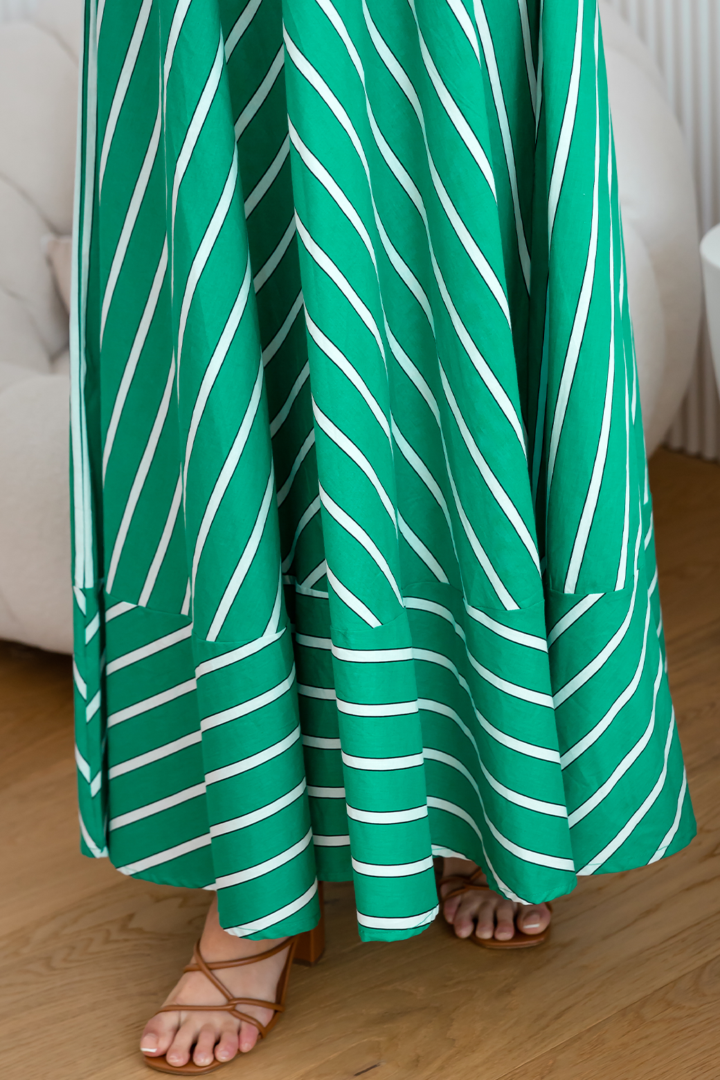 Portafino Maxi Dress Green Stripe