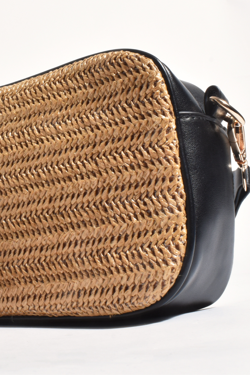 Adorne Hazel Woven Webbing Cross Body Bag Black