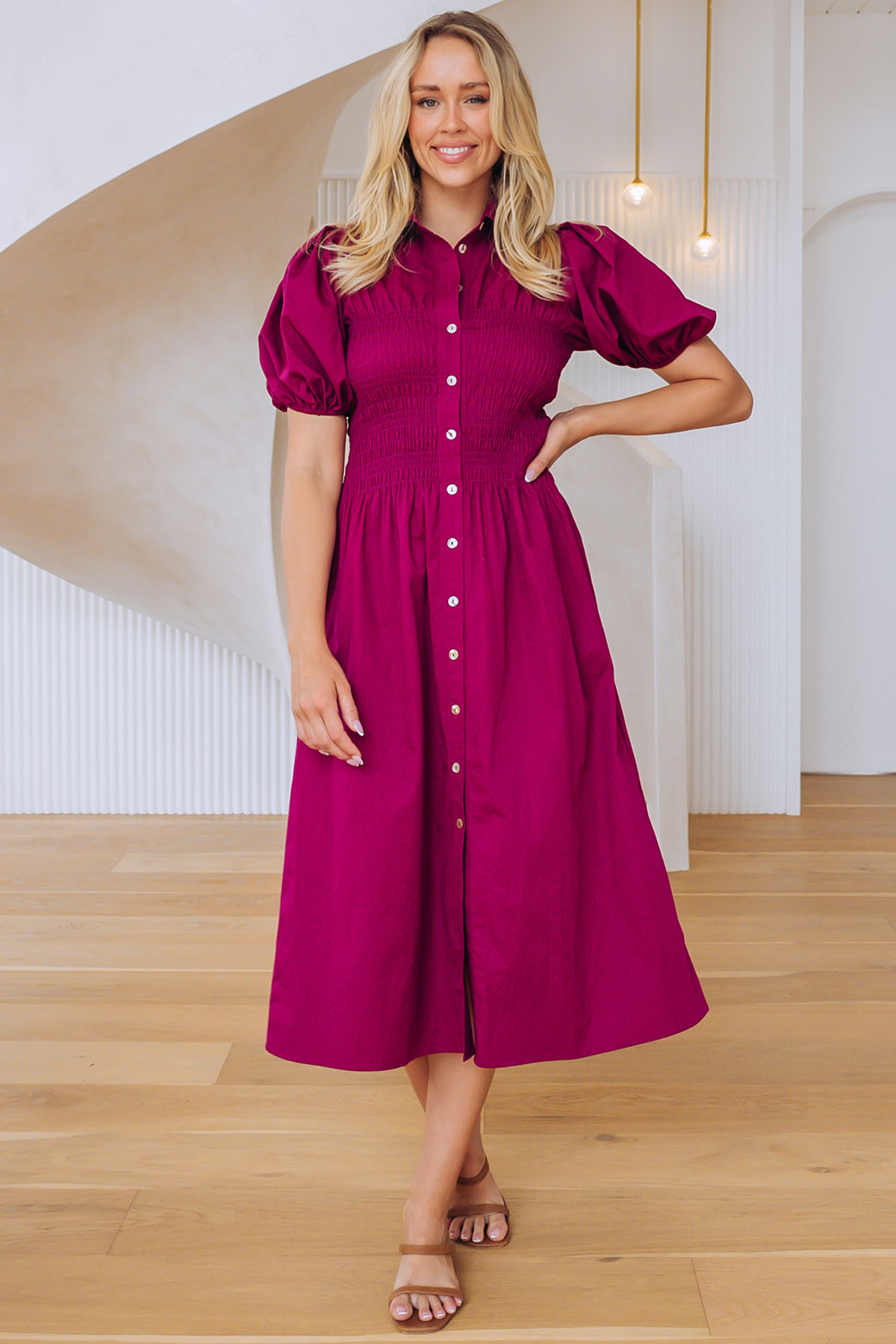 Samantha Midi Dress Magenta