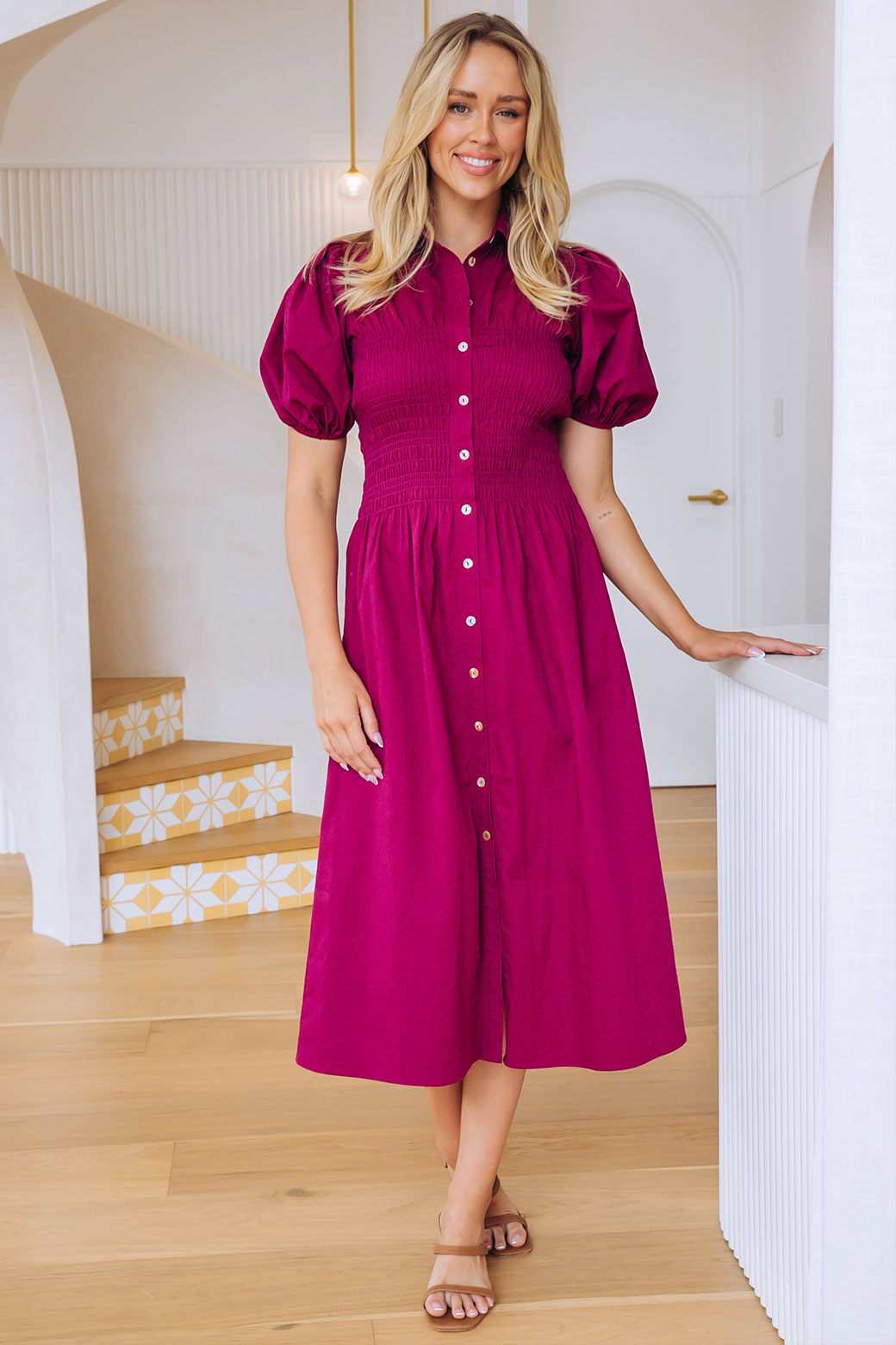 Samantha Midi Dress Magenta