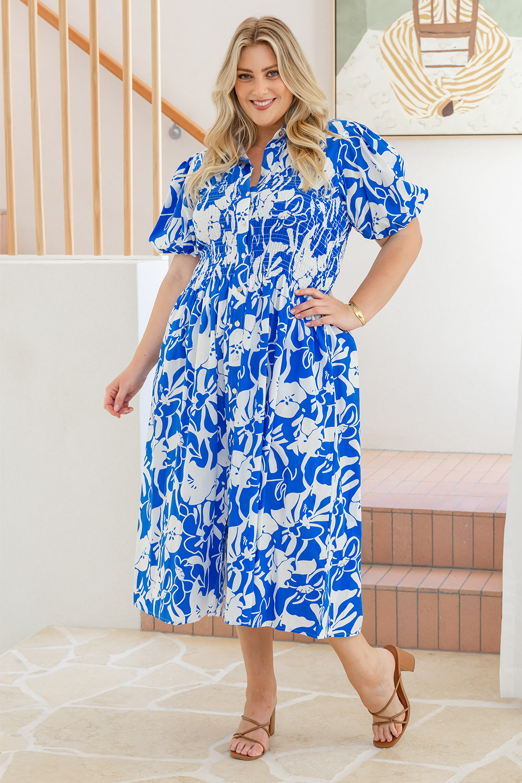 Samantha Midi Dress Symi Print Mediterranean Blue