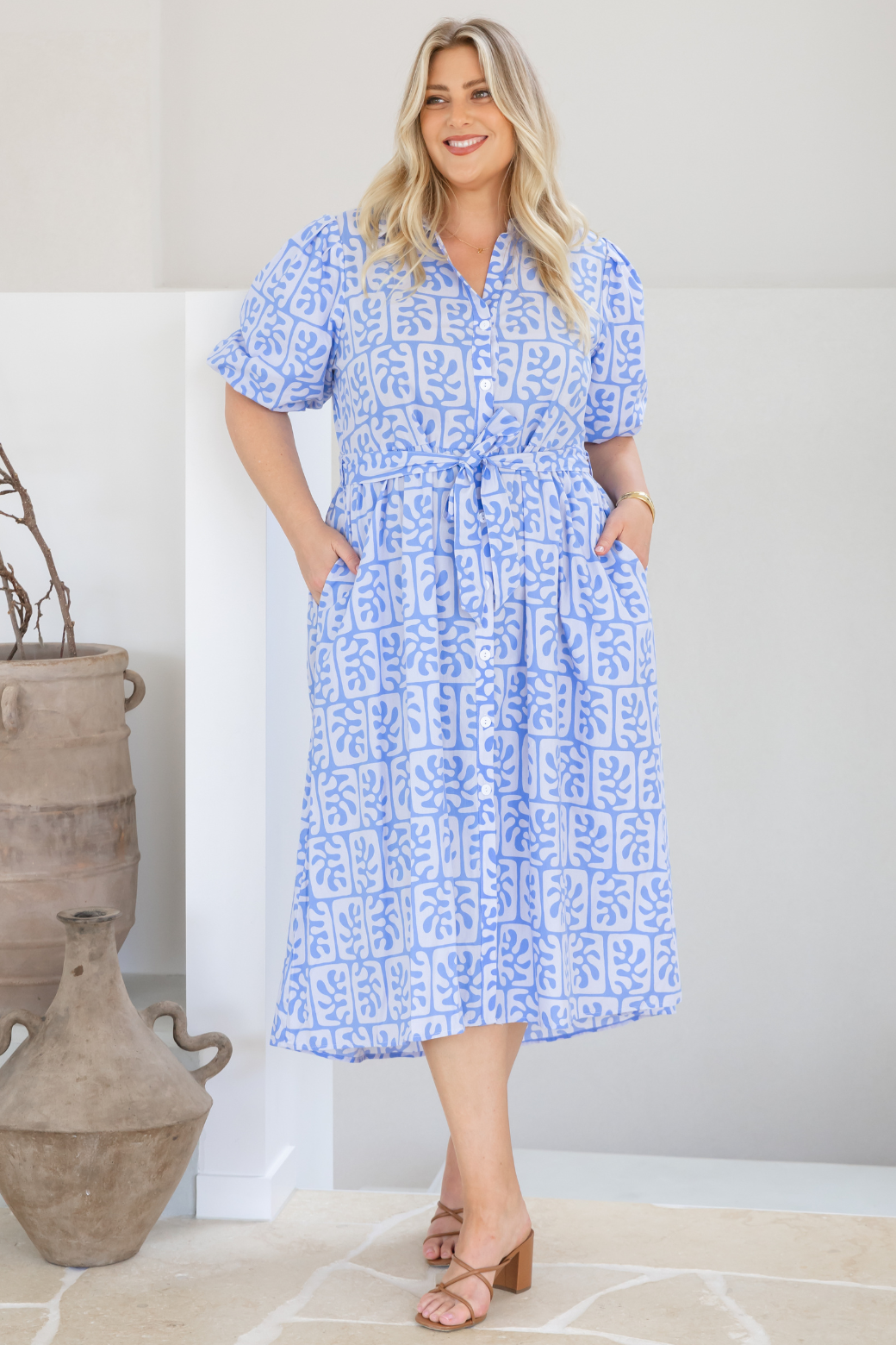 Shannon Midi Dress Atoll Print Blue