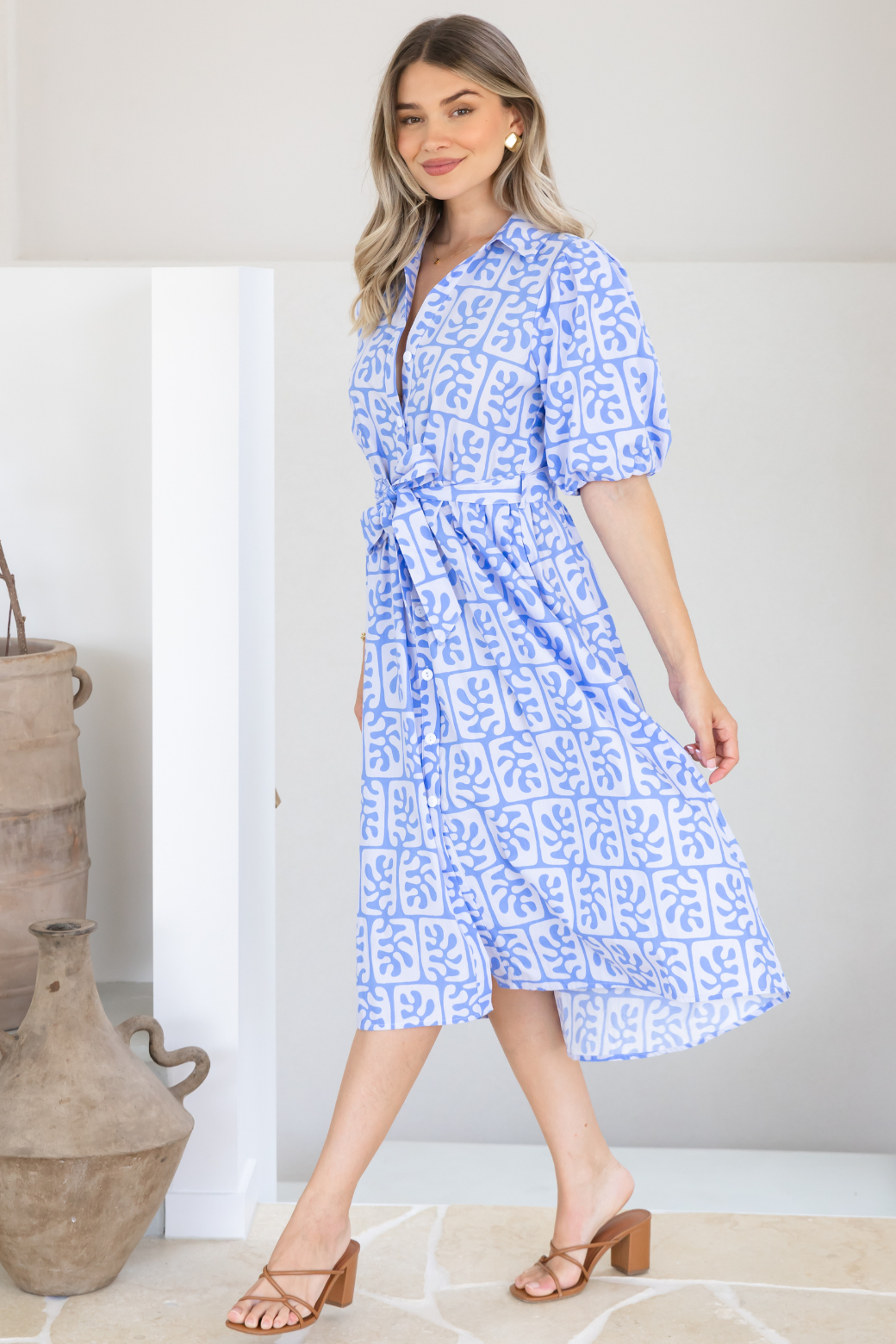 Shannon Midi Dress Atoll Print Blue