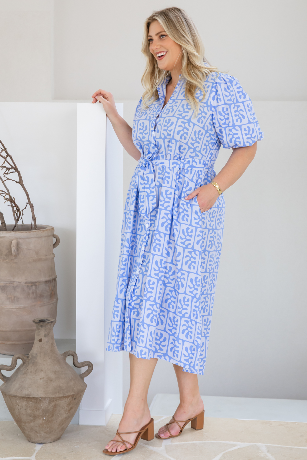 Shannon Midi Dress Atoll Print Blue