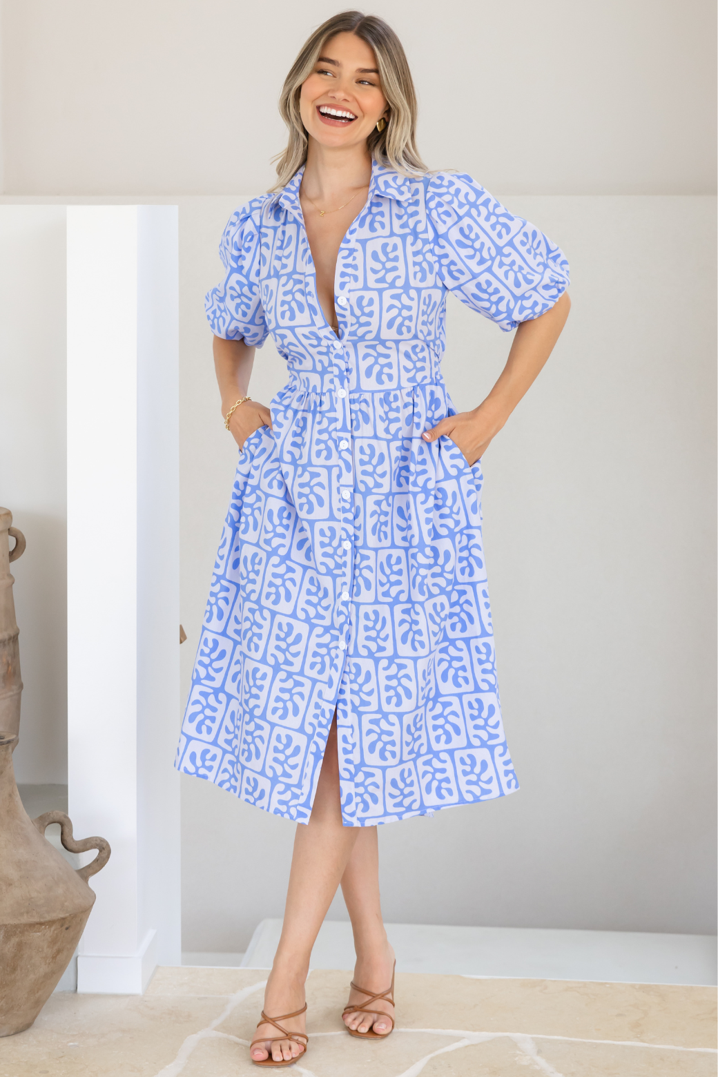 Shannon Midi Dress Atoll Print Blue