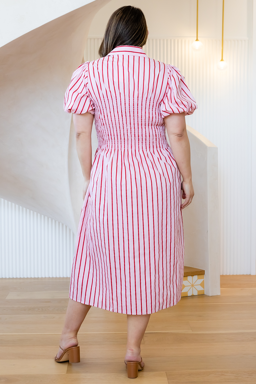 Share The Dignity Samantha Midi Dress Red Stripe