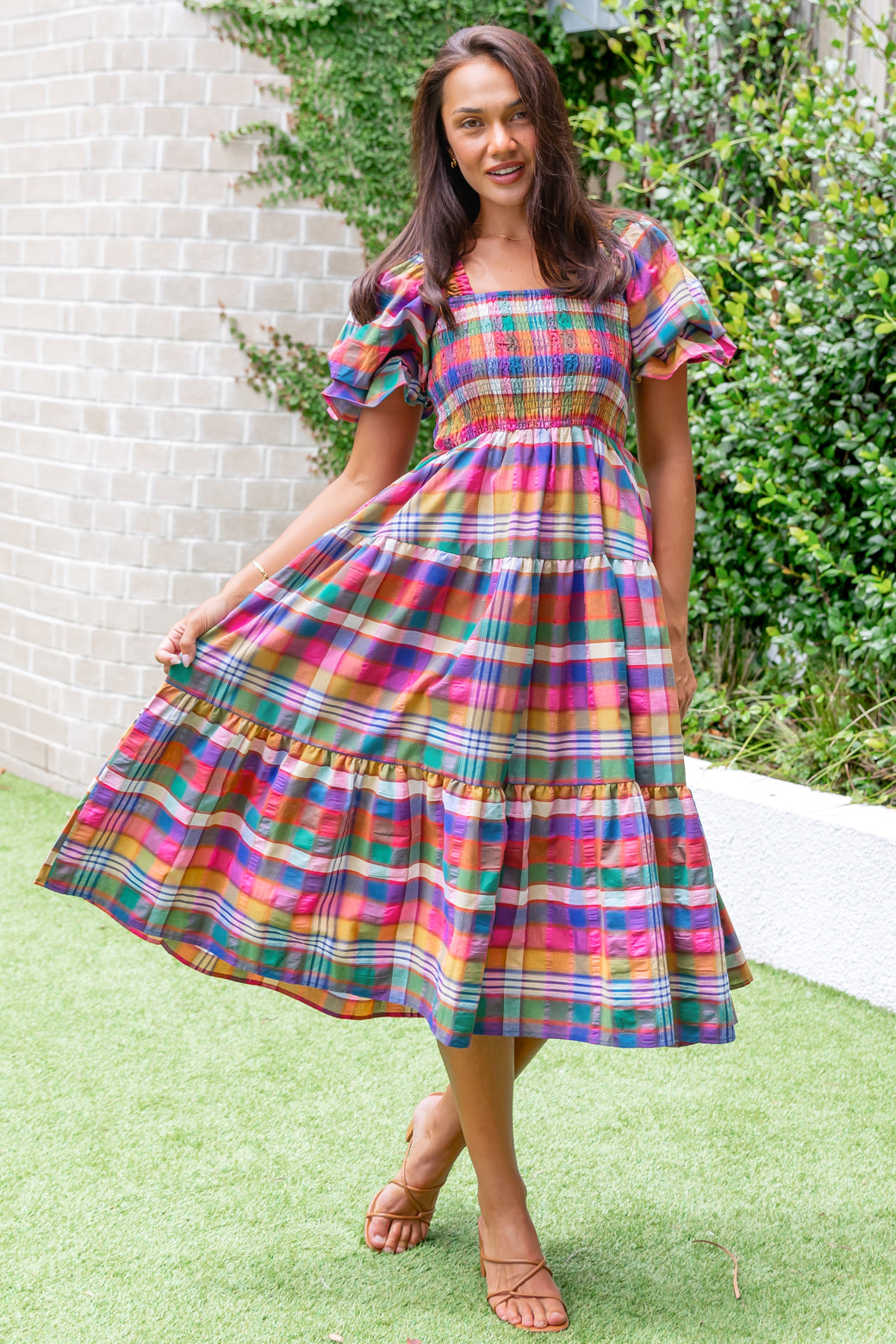 Shiloh Midi Dress Colourful Lachlan Check