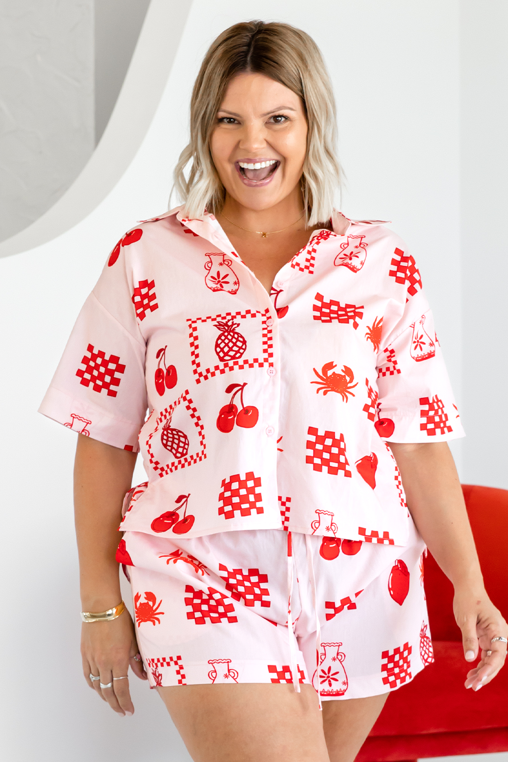 Siarra Button Up Shirt Mon Cheri Print