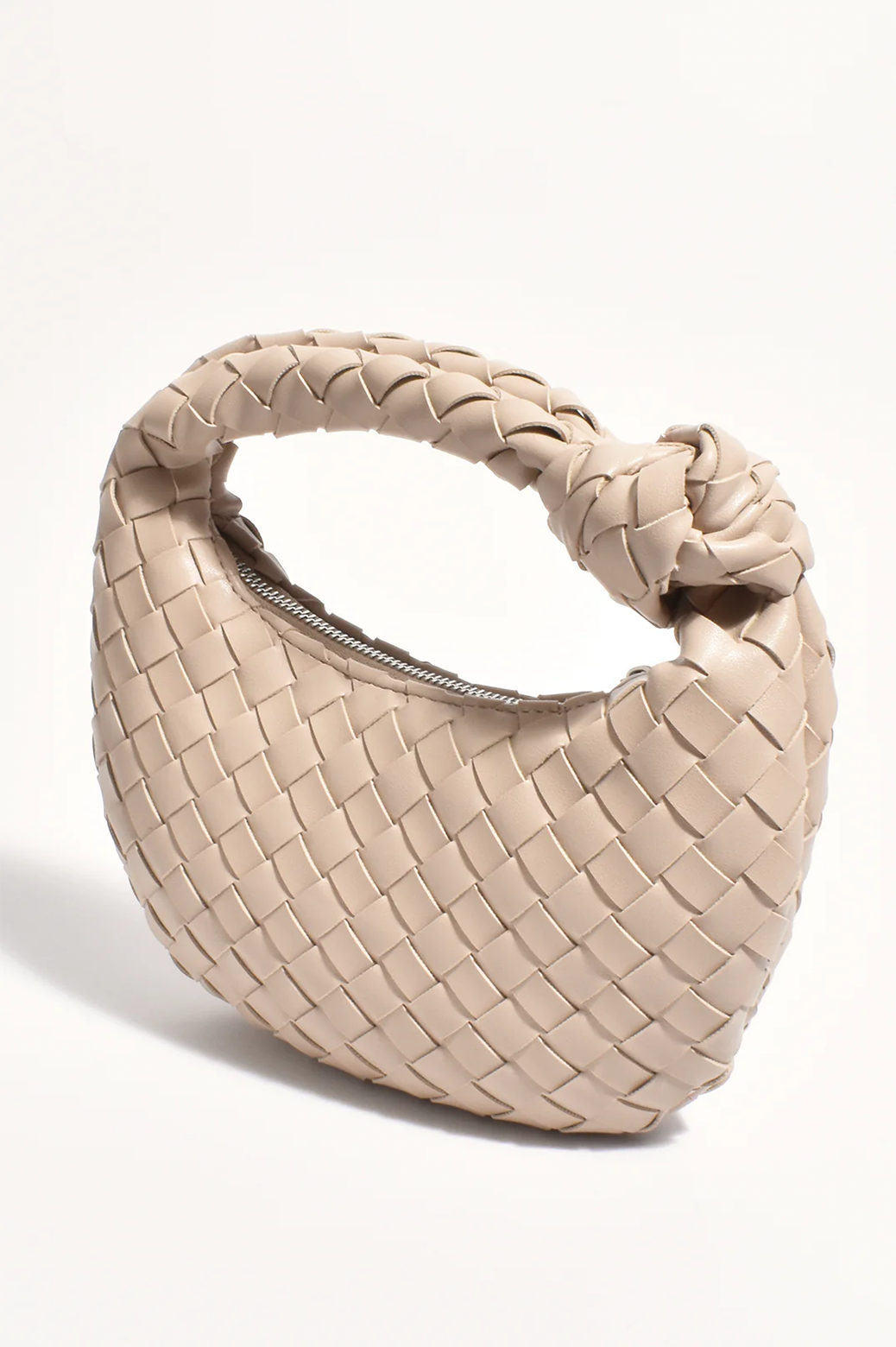 Adorne Vali Woven Mini Crescent Clutch Mocha