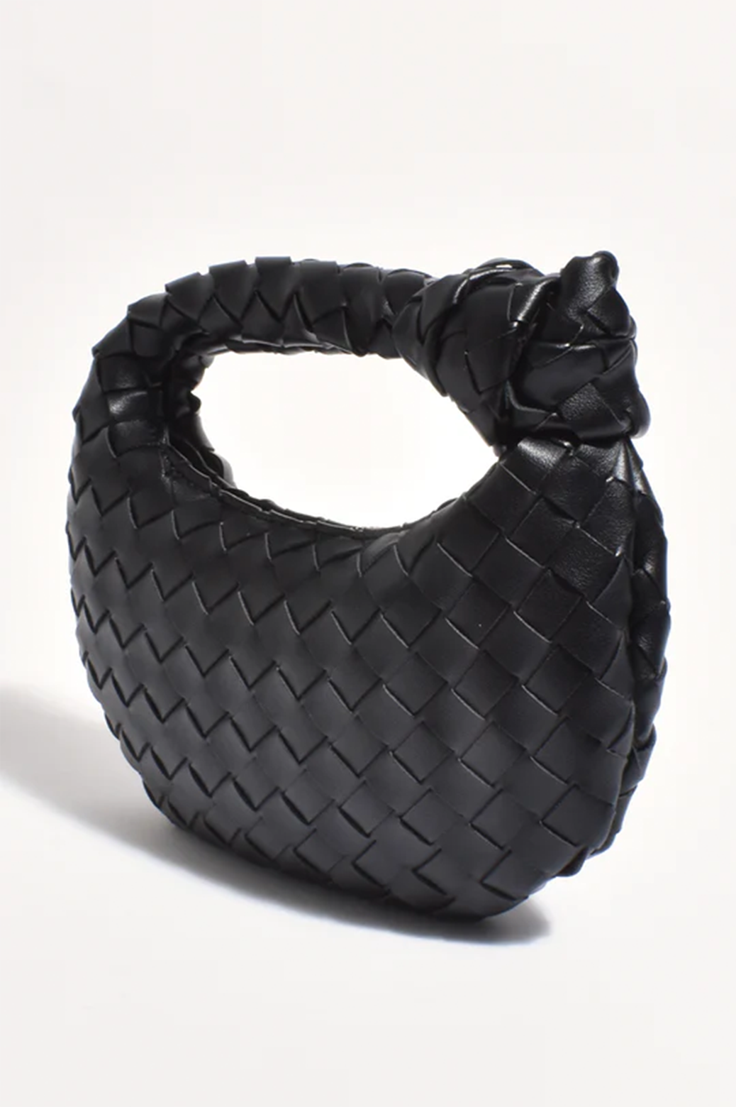 Adorne Vali Woven Mini Crescent Clutch Black