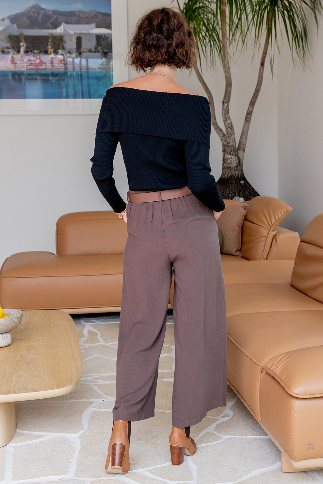 Whitney Linen Tailored Pants Chocolate