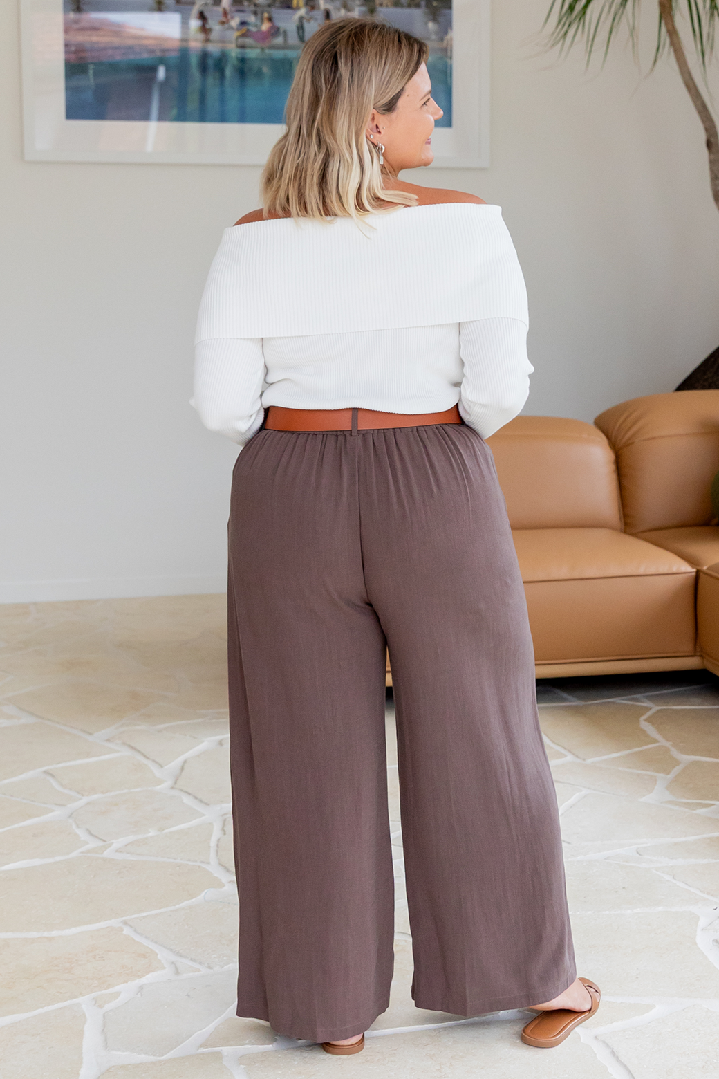 Whitney Linen Tailored Pants Chocolate