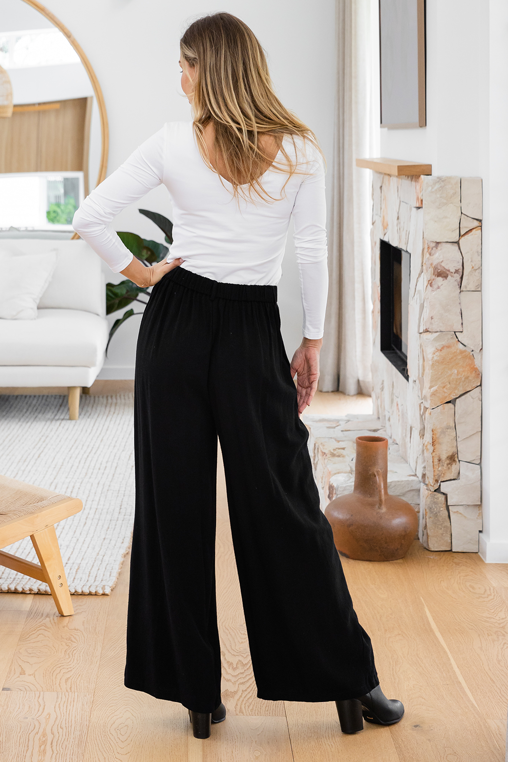 Whitney Linen Tailored Pants Black