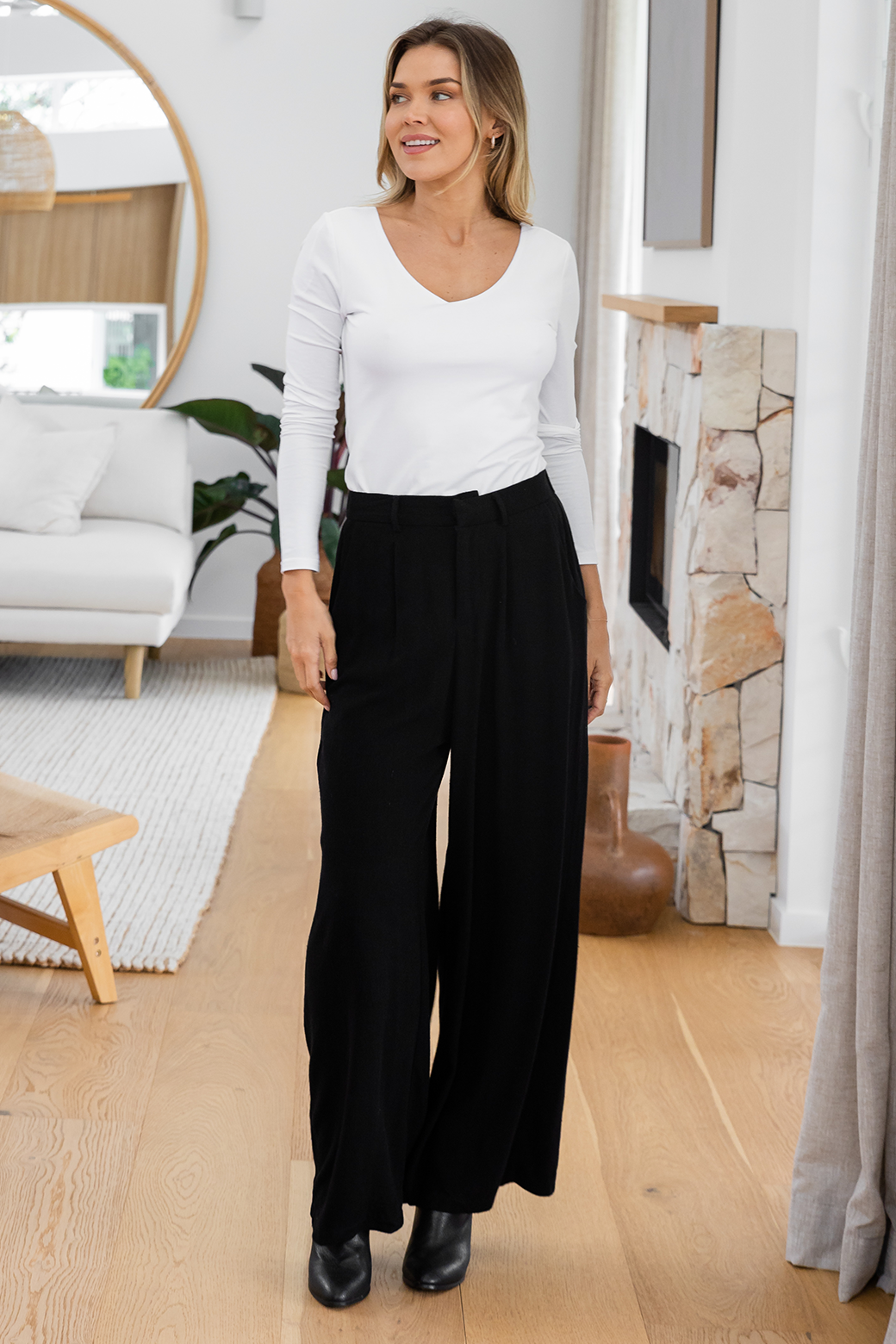 Whitney Linen Tailored Pants Black