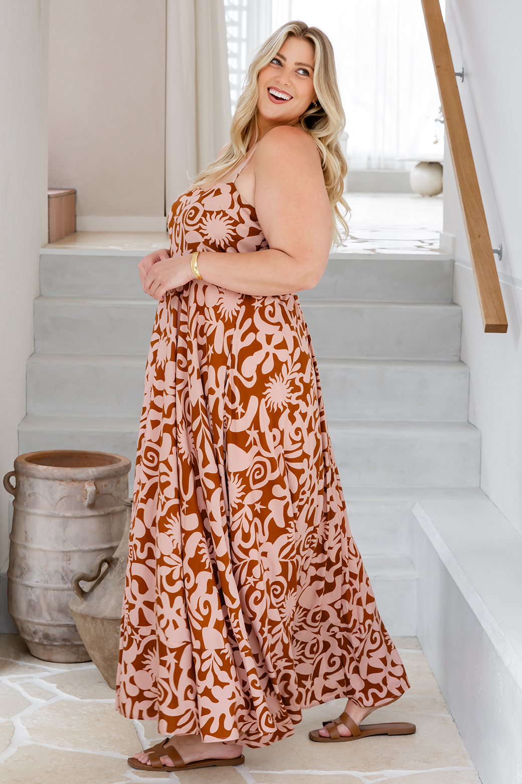 Xanthe Maxi Dress Solstice Print Choc/Tan