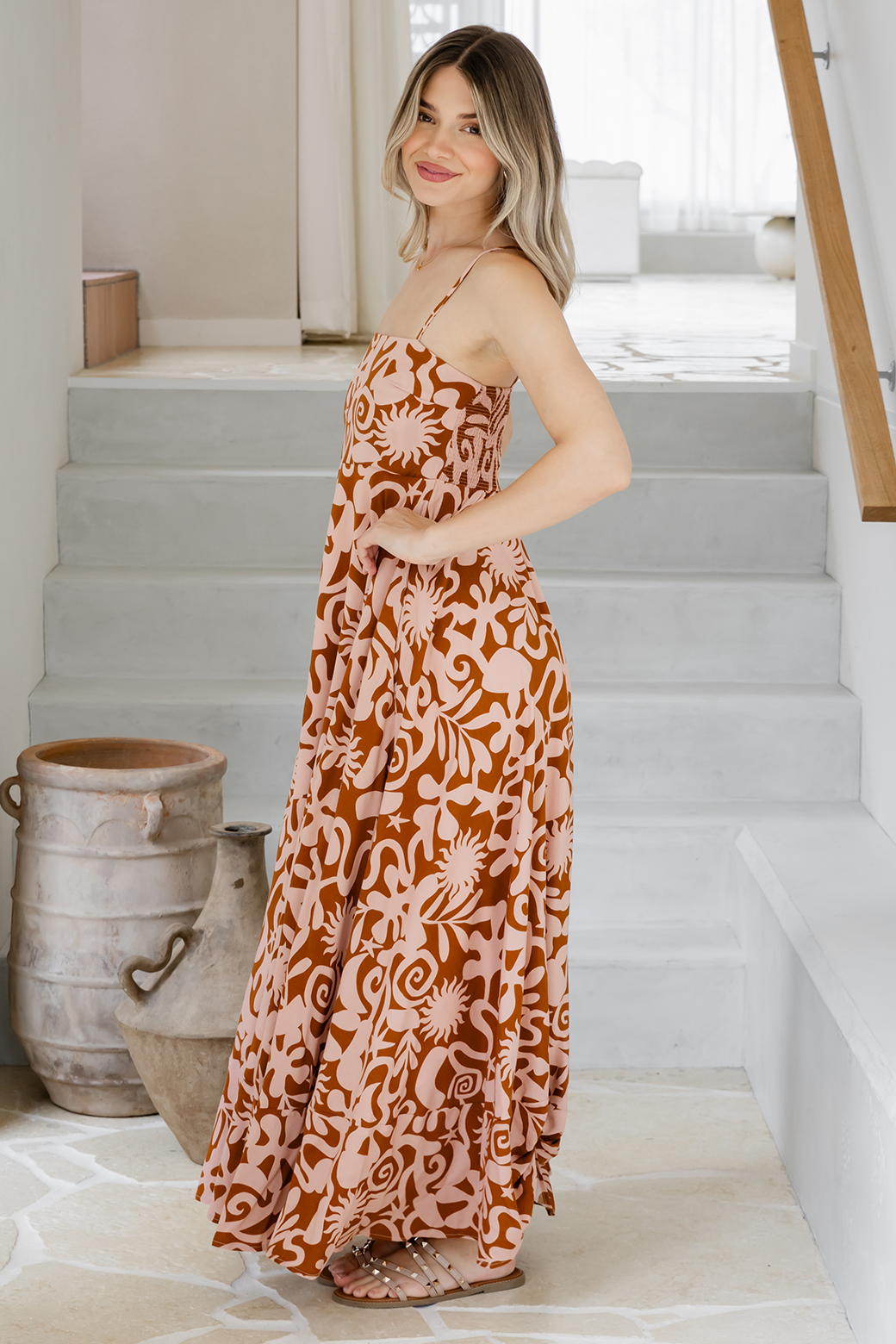 Xanthe Maxi Dress Solstice Print Choc/Tan