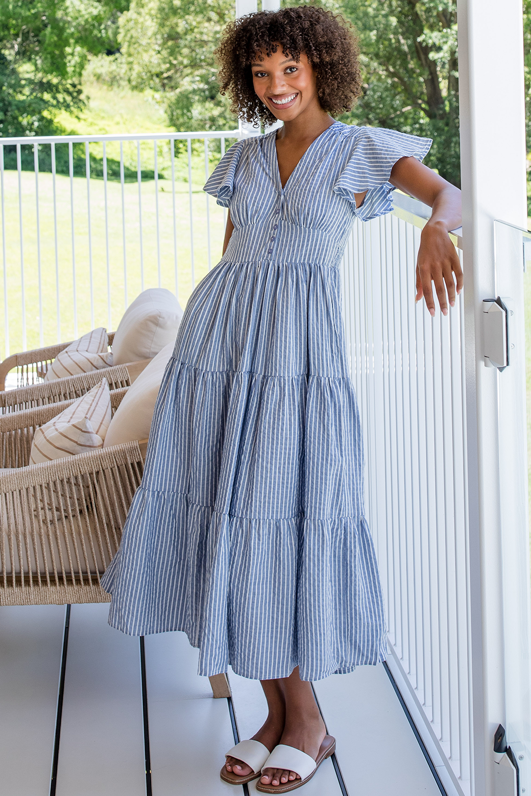 Final Sale | Zoe Maxi Dress Washed Navy Stripe