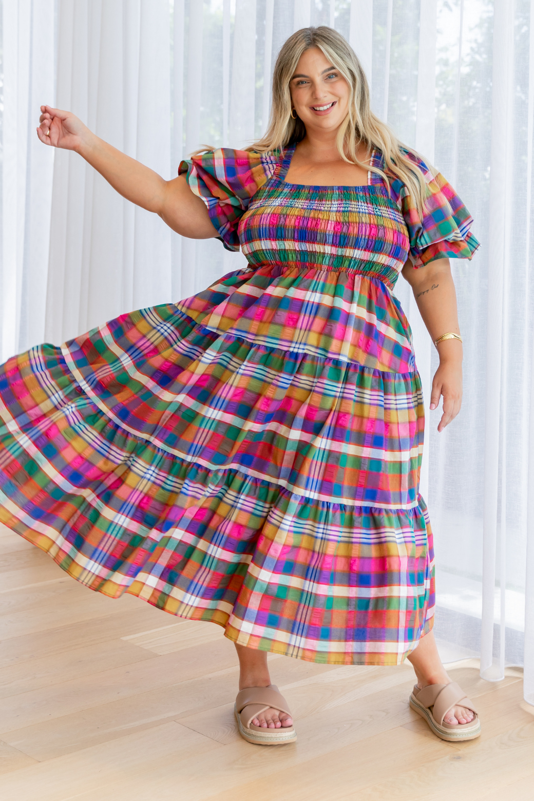 Shiloh Midi Dress Colourful Lachlan Check