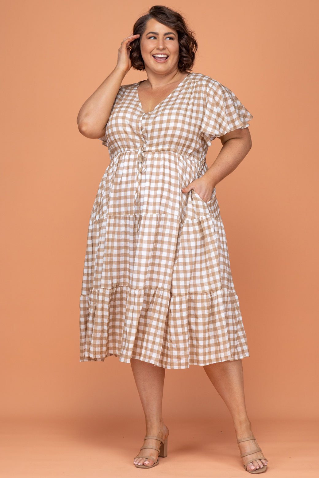 Plus size red hot sale gingham dress