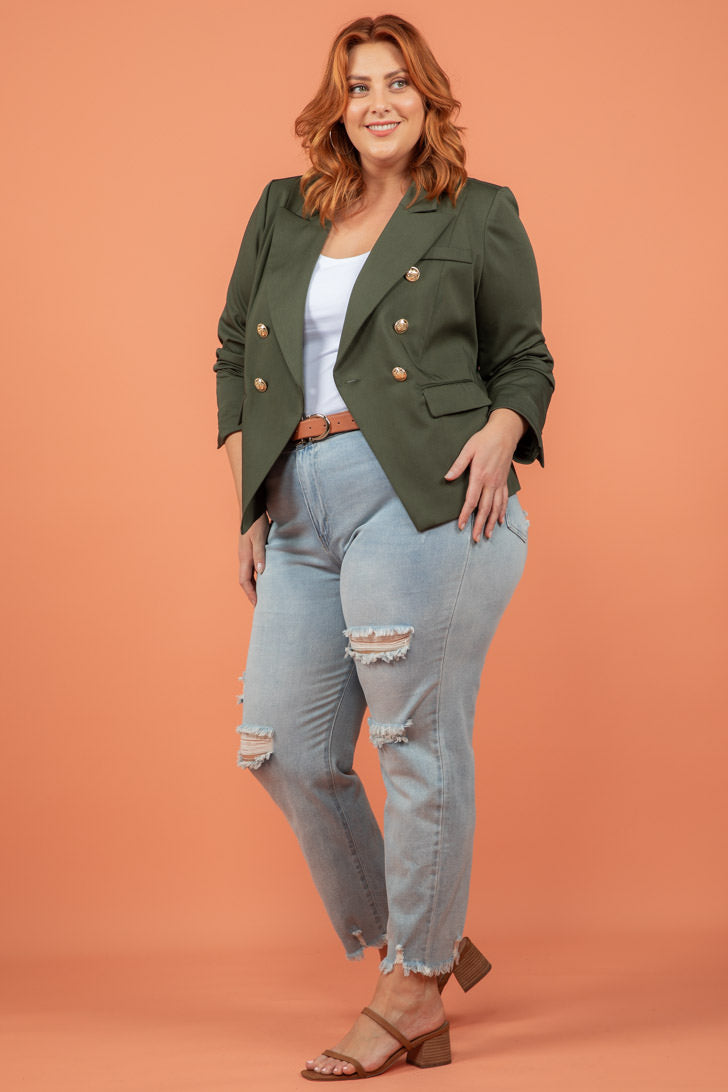 Plus size sale khaki blazer